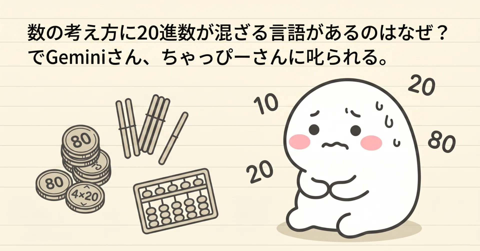 数の考え方に20進数が混ざる言語があるのはなぜ？でGeminiさん、ちゃっ 
