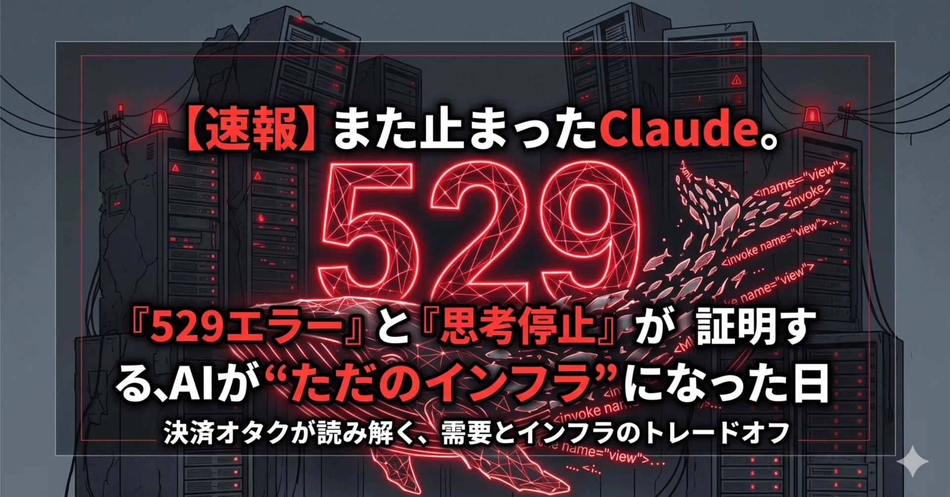 速報】また止まったClaude。「529エラー」とXML露出（ト書きの音読）が
