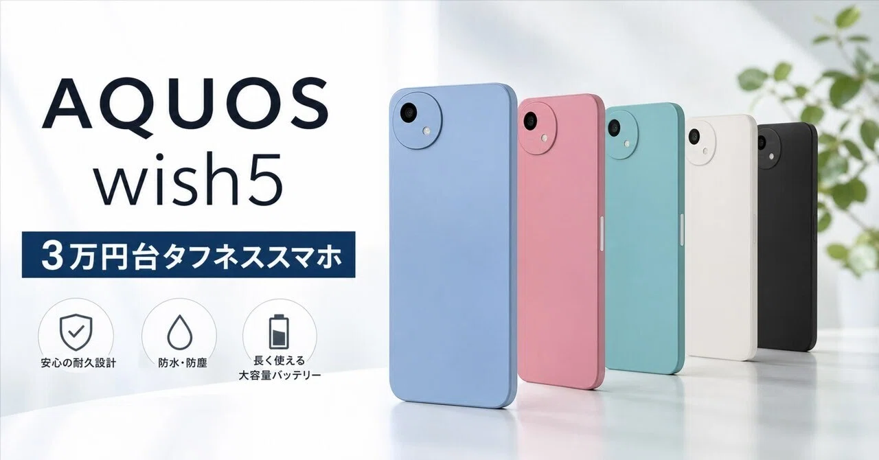 AQUOS wish5 レビュー・口コミ評判と特徴 3万円台のタフネス×大容量