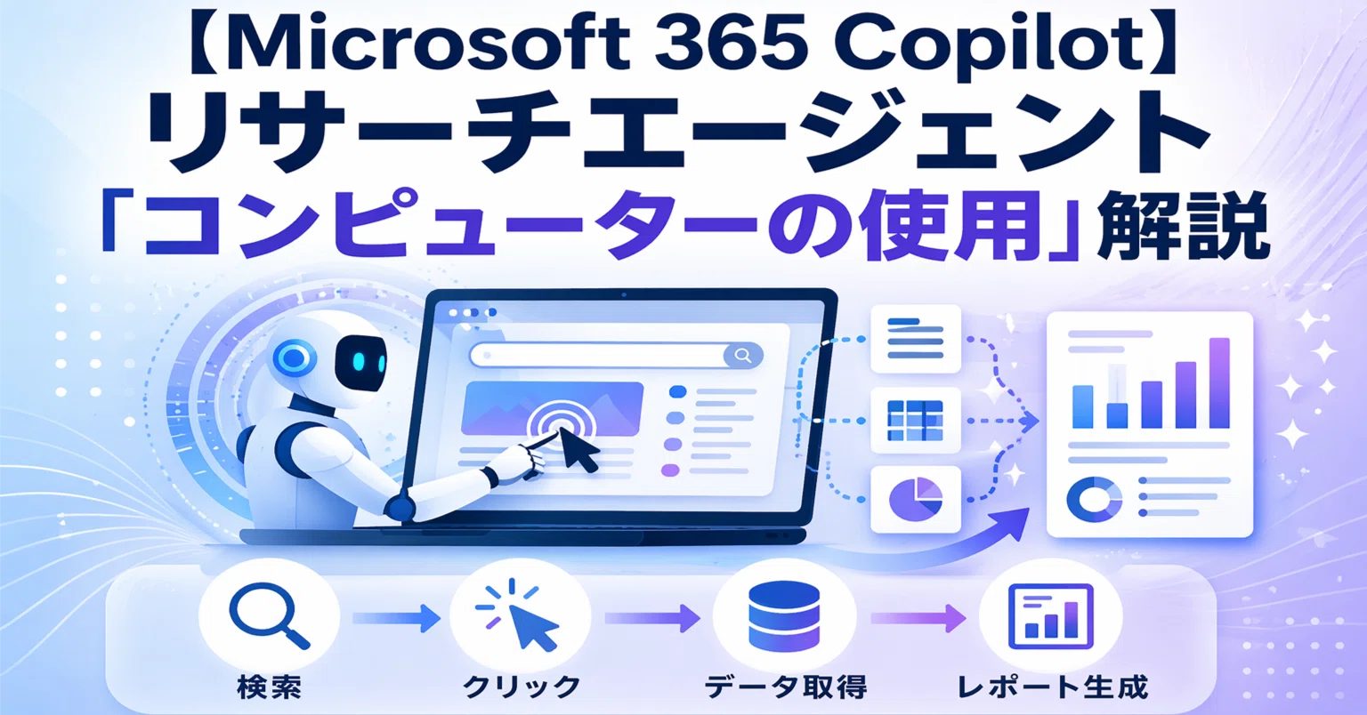 Microsoft 365 Copilot】 リサーチエージェント「コンピューターの使用