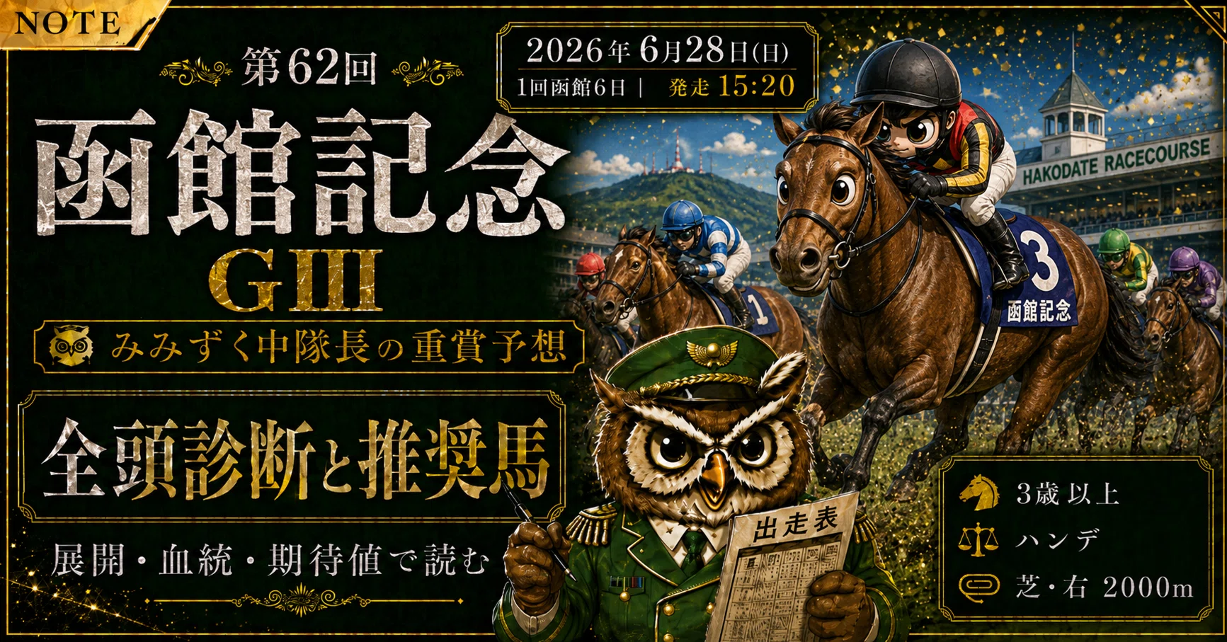 6/28 函館11R 第62回函館記念 全頭評価 この馬からいきます 