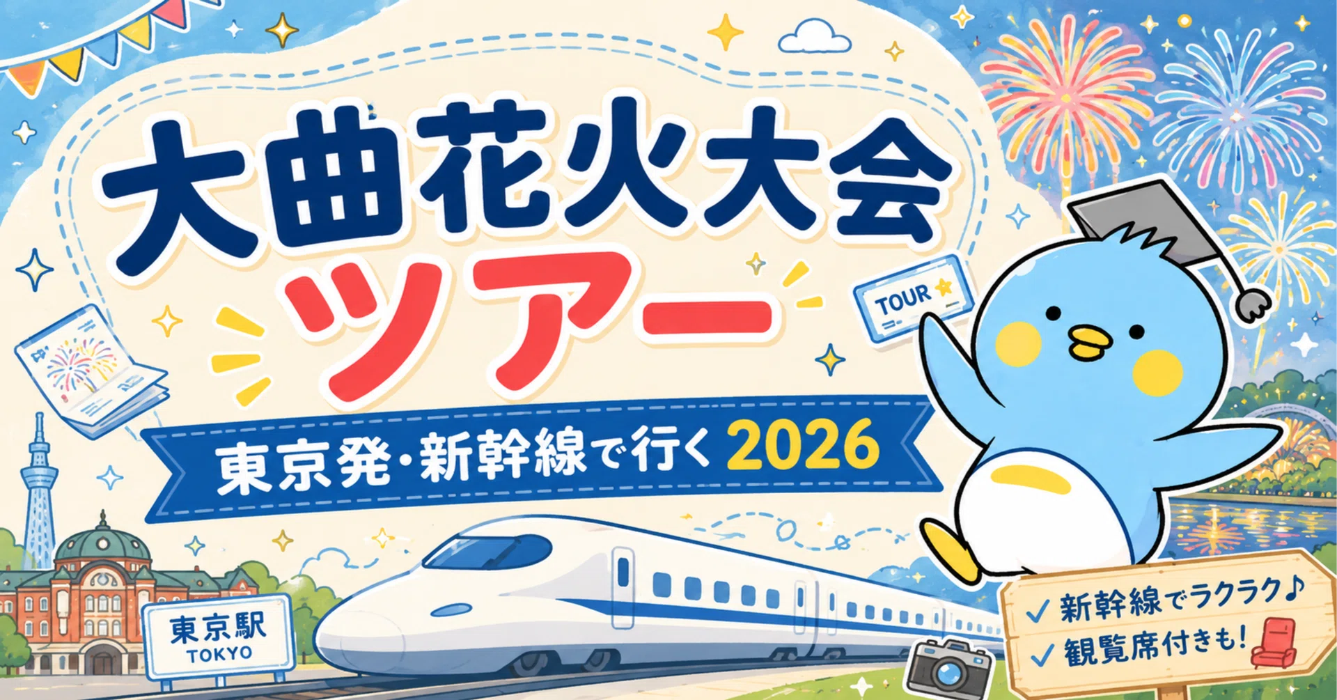 大曲花火大会のツアー｜東京発・新幹線で行く2026【格安・日帰りも比較