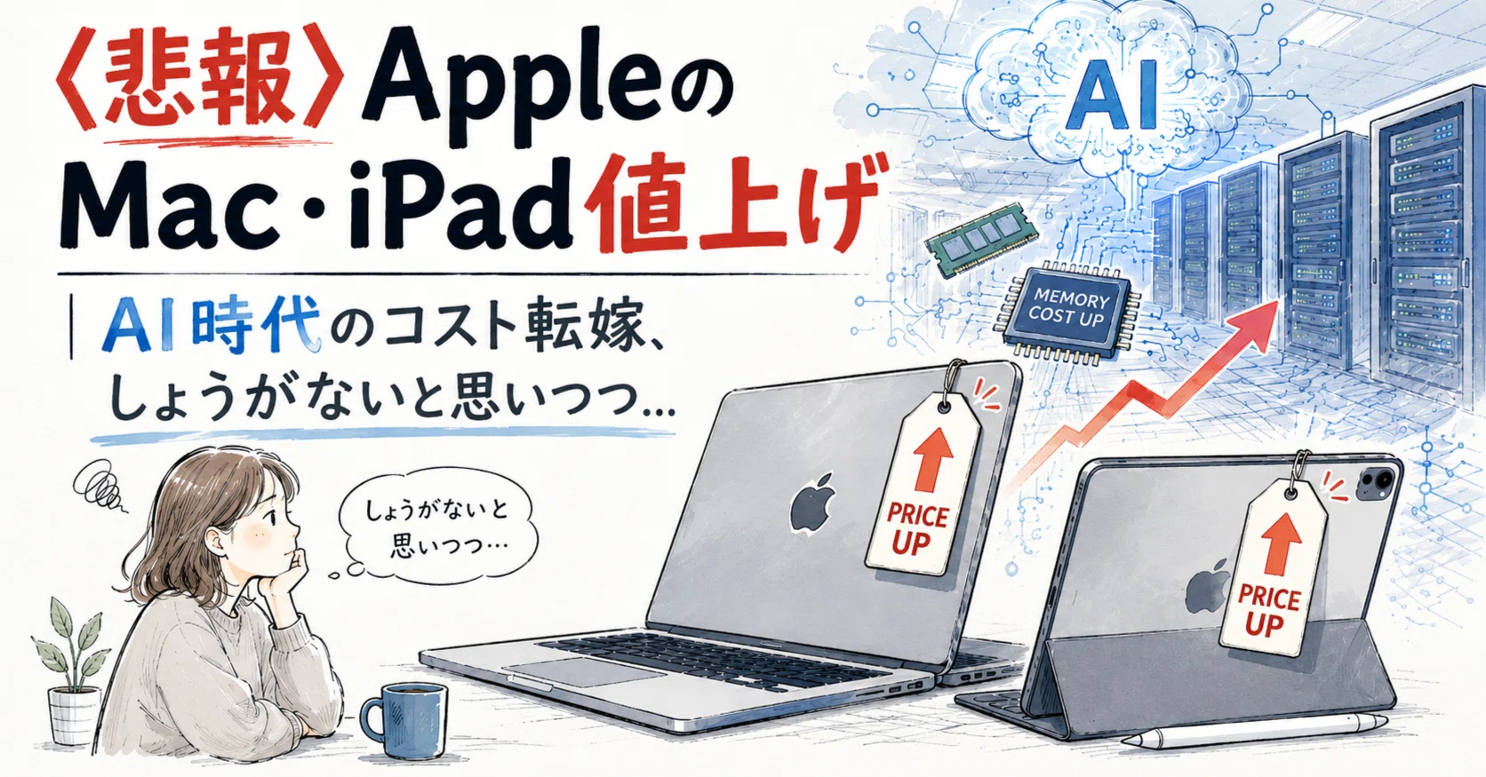 悲報〉AppleのMac・iPad値上げ｜AI時代のコスト転嫁、しょうがないと