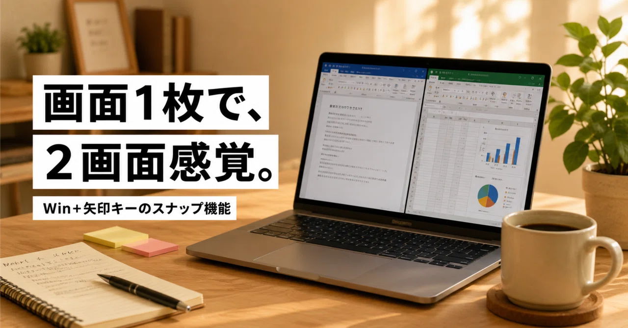 【モニター1枚で作業しにくい人へ】Win+矢印キーで解決｜時短ラボ