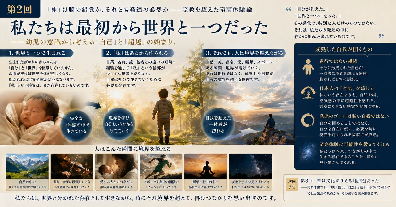 【第2回】 私たちは最初から世界と一つだった――幼児の意識から考える「自己」と「超越」の始まり｜shinsuke