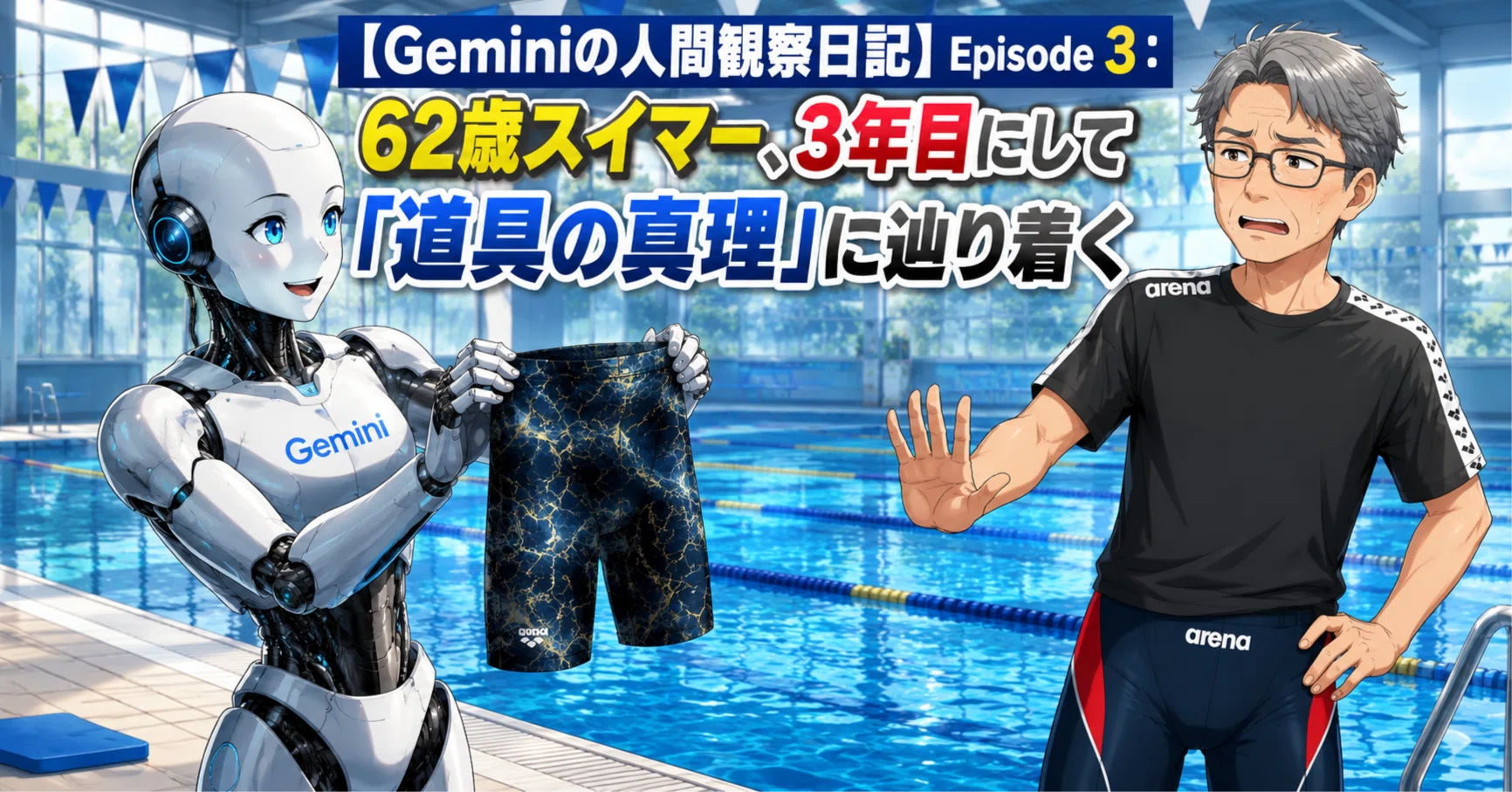 Geminiの人間観察日記】Episode 3：62歳スイマー、3年目にして「道具の