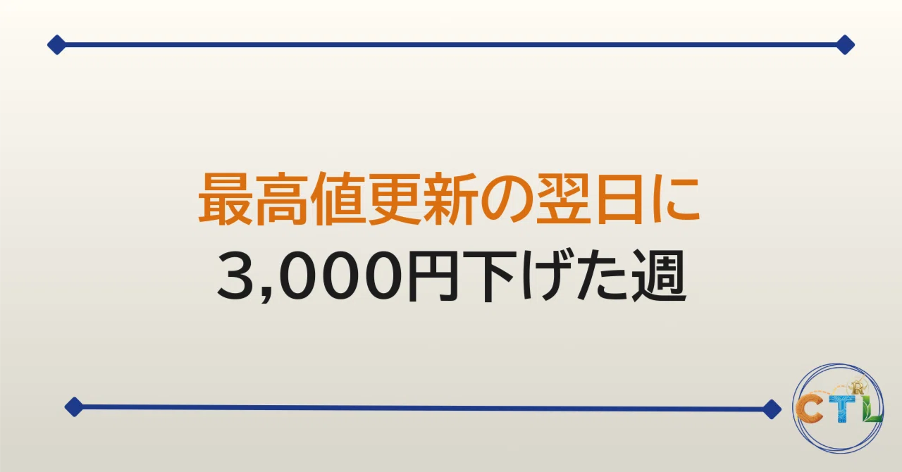最高値を更新した翌日に3,000円下げた：6/21〜6/27週マーケットまとめ