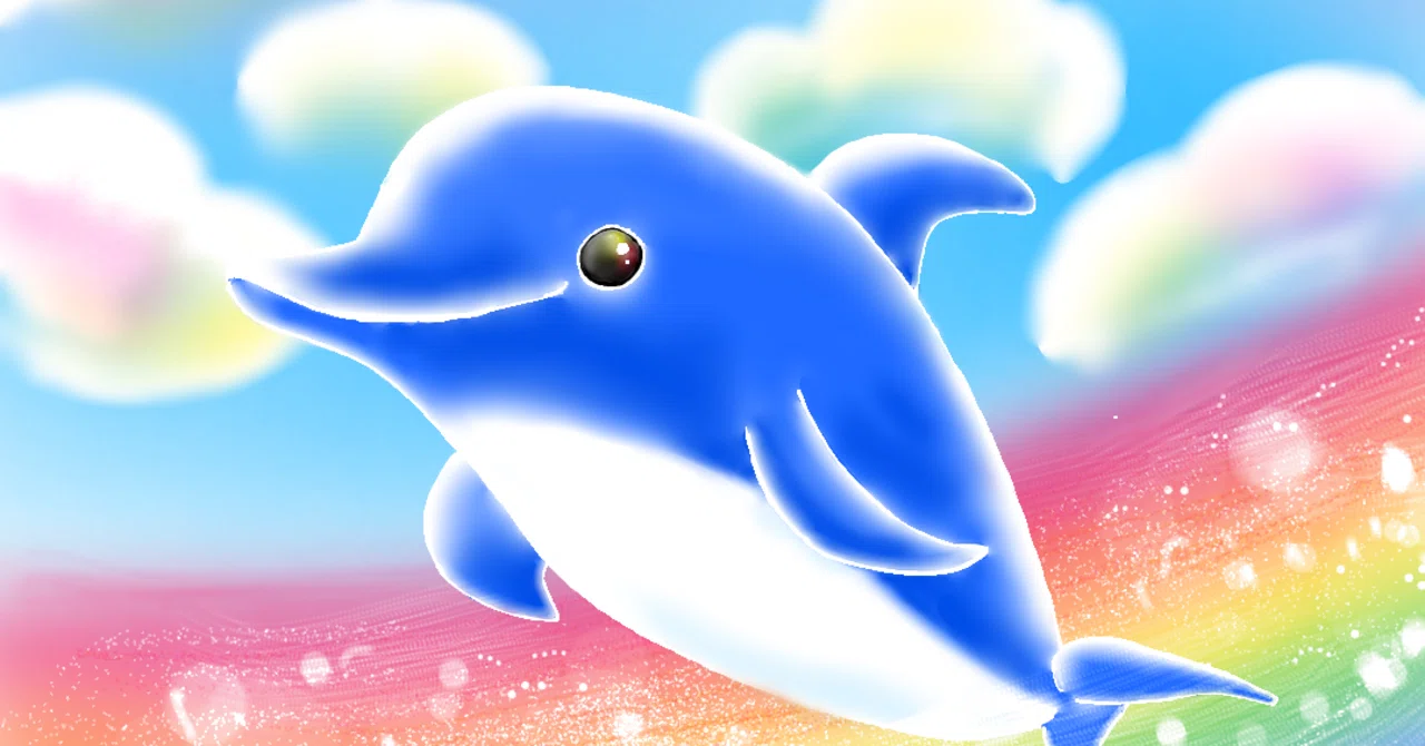 虹色の海を泳ぐイルカさん⭐︎デジタルとアナログ、どちらがお好き