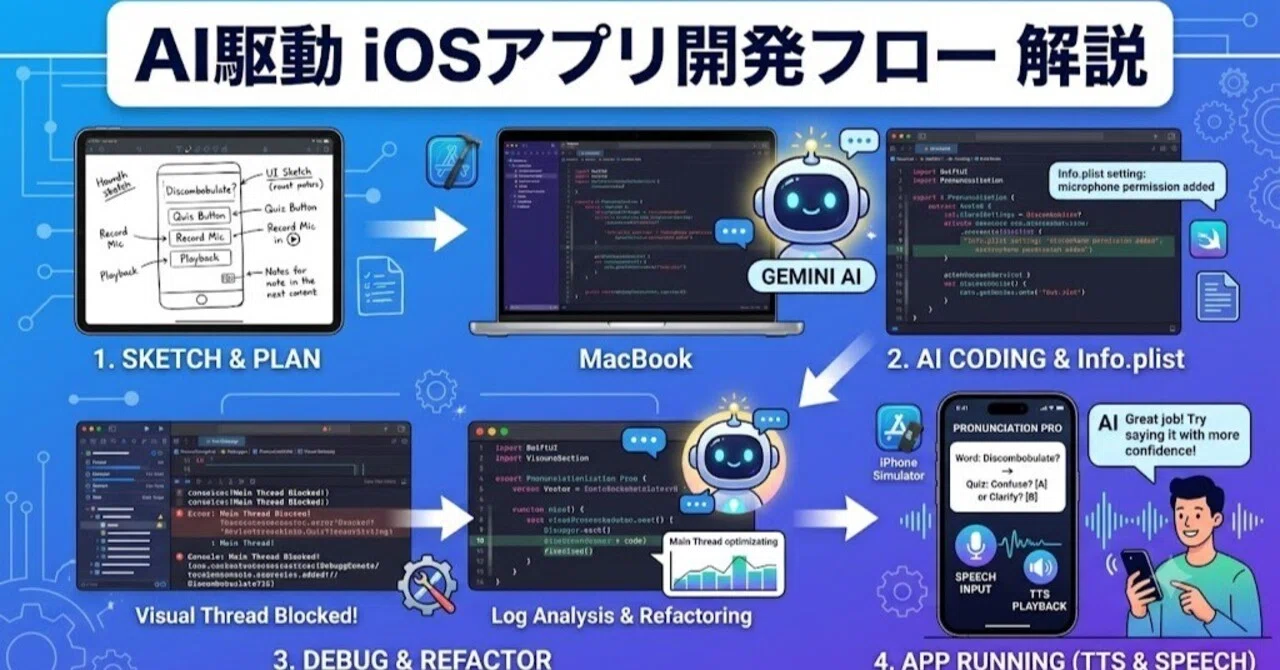 NJ/プロフ必読専用ページ XcodeとGeminiを活用したAIネイティブ言語学習アプリの開発プロセス
