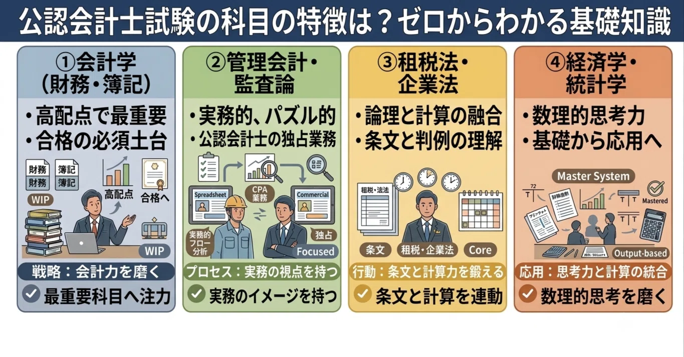 公認会計士試験の科目の特徴は？ゼロからわかる基礎知識｜マド〜公認