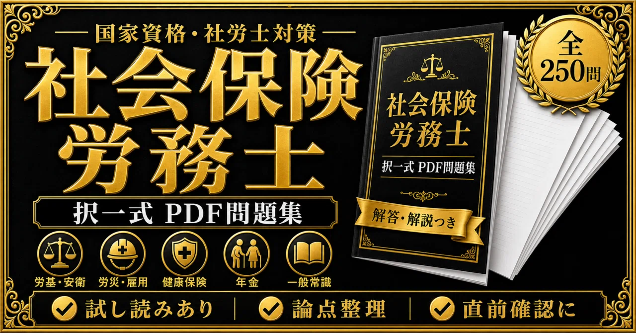社会保険労務士（社労士）】択一式対策 PDF問題集 全250問＋解答・解説