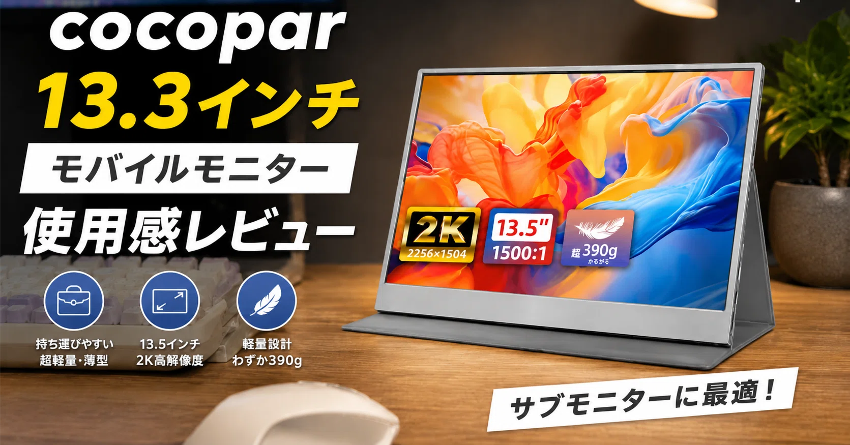 cocopar 13.3インチモバイルモニターを使って感じた正直な感想。23.8