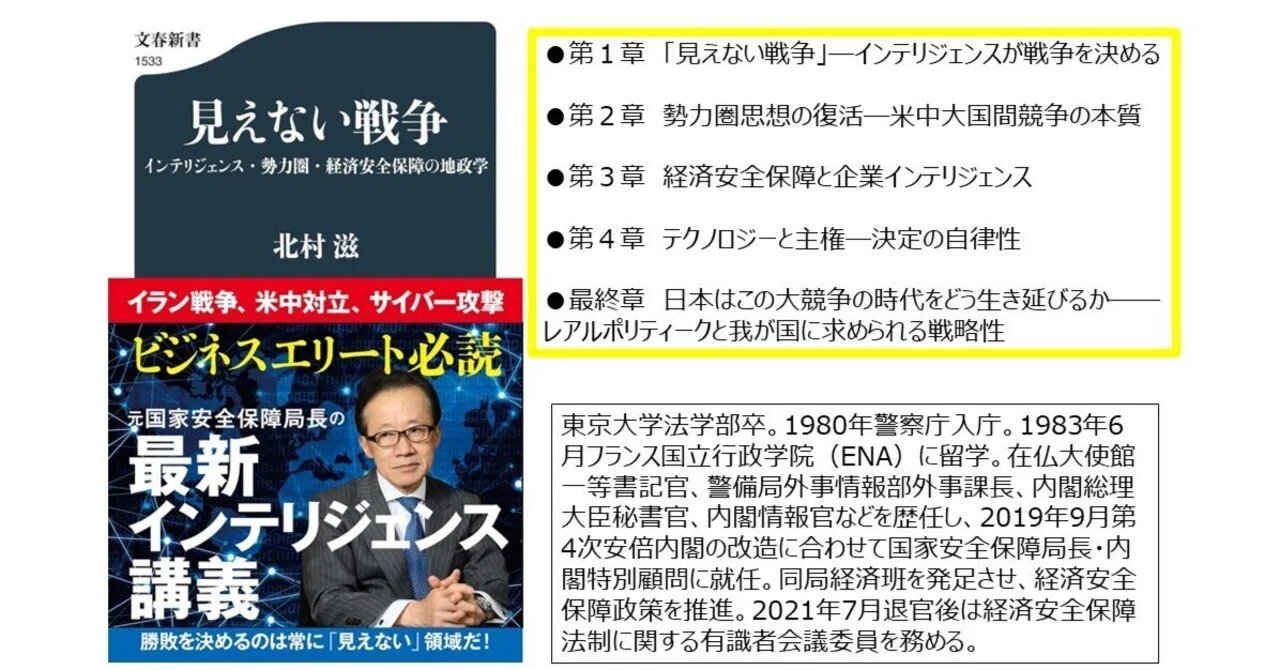 本の紹介33冊目:2026年の最高本「見えない戦争」北村滋｜桐島