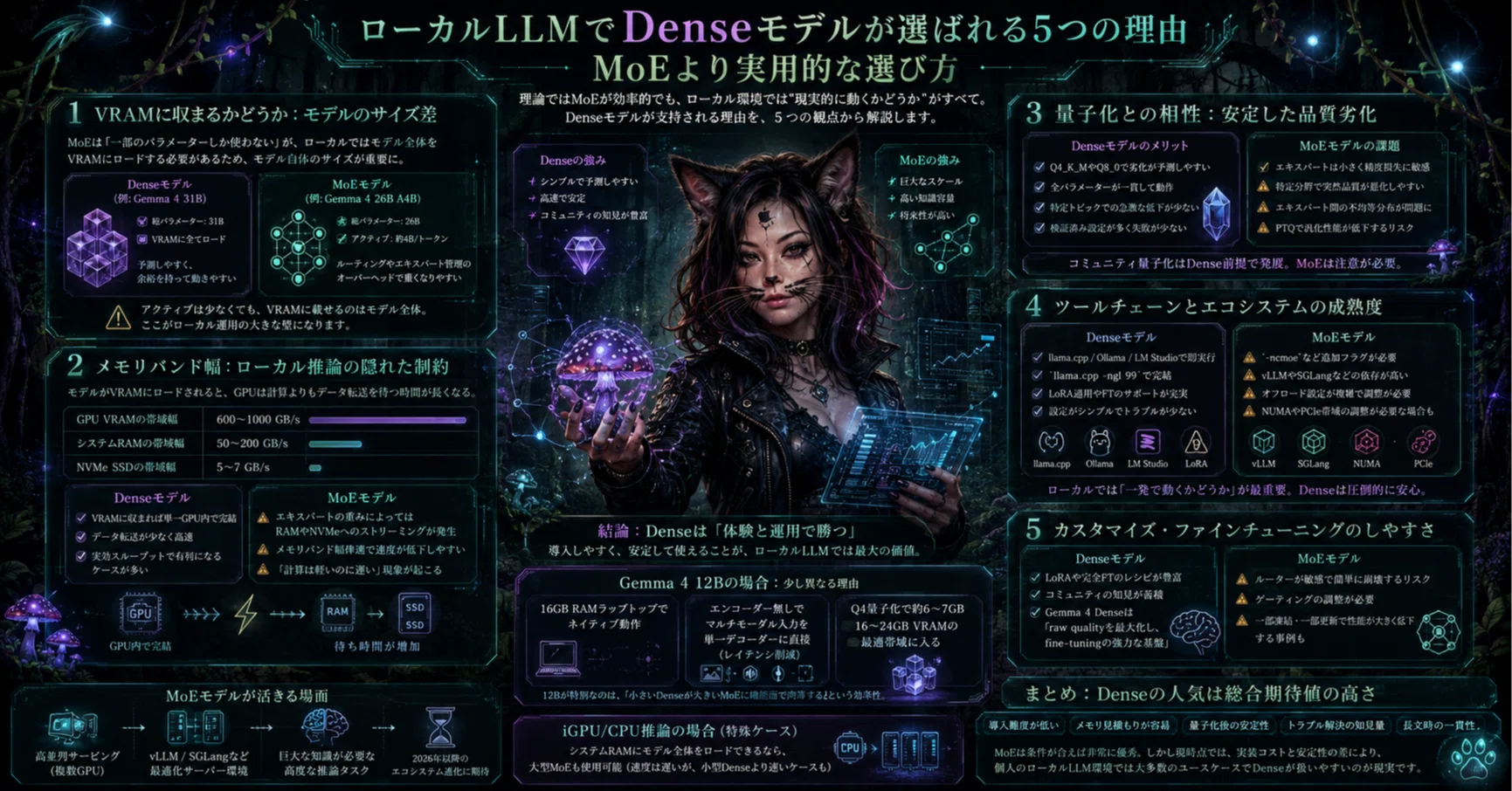 ローカルLLMでDenseモデルが選ばれる5つの理由：MoEより実用的な選び方