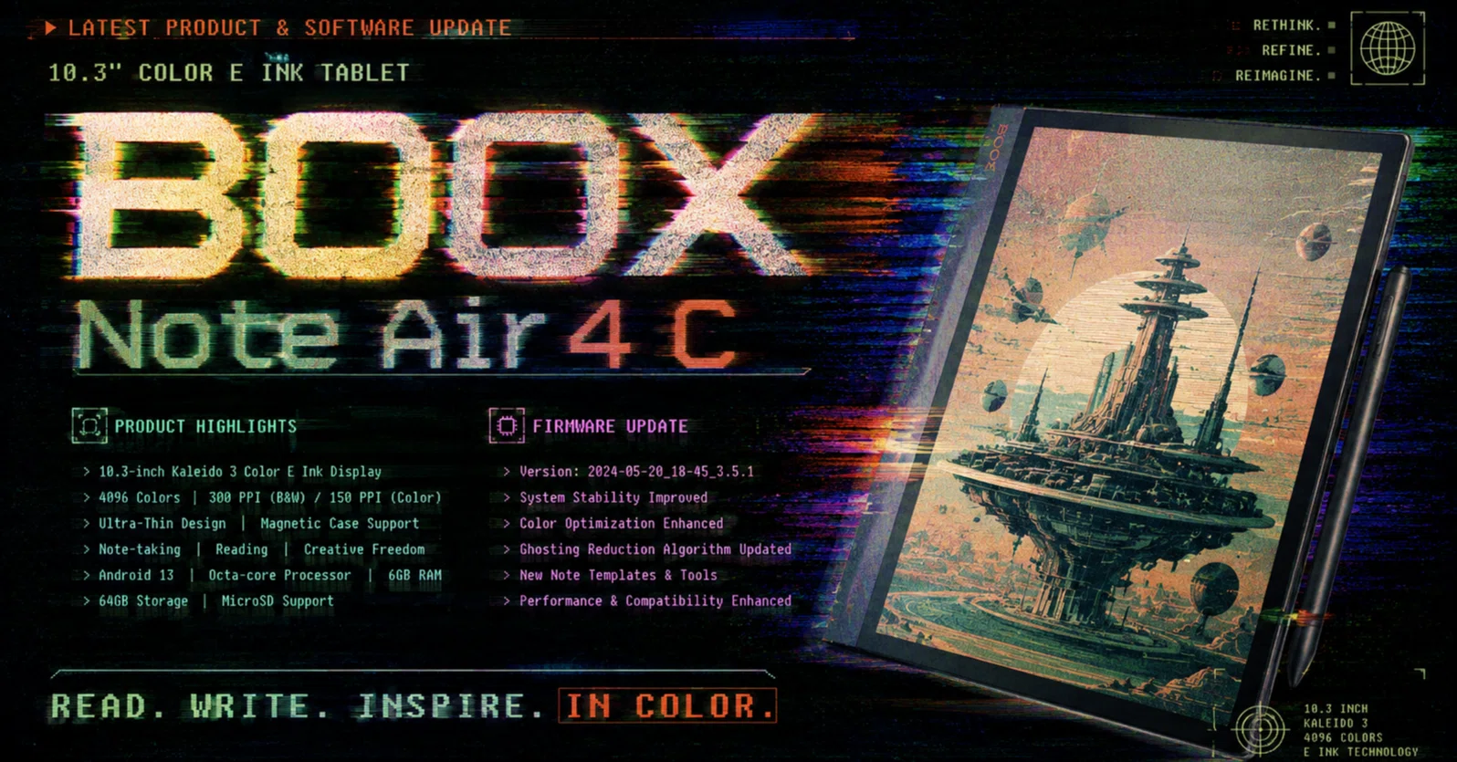 10.3インチのカラー電子ペーパー（E Ink）タブレット「BOOX Note Air4
