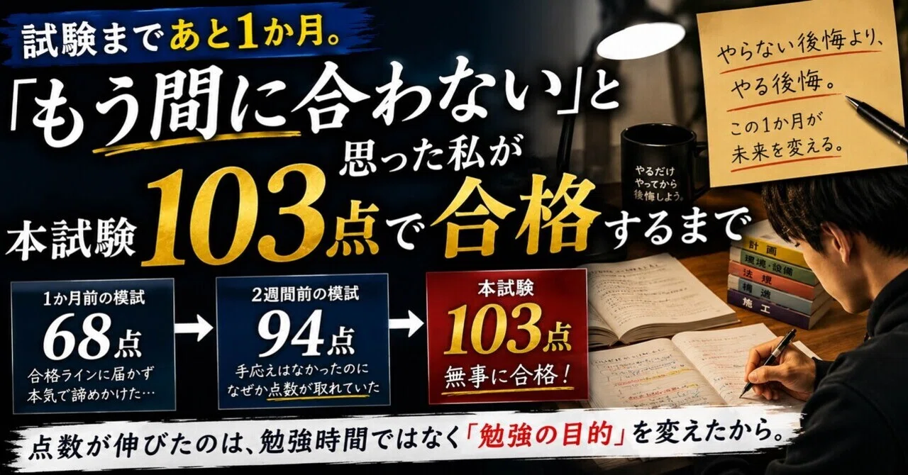 一級建築士試験】本試験1か月前、68点だった私が103点で合格するまでに