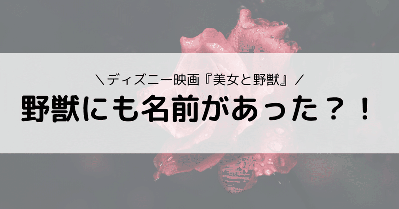 ディズニー映画 美女と野獣 の野獣には名前があった Eiko Programming Note