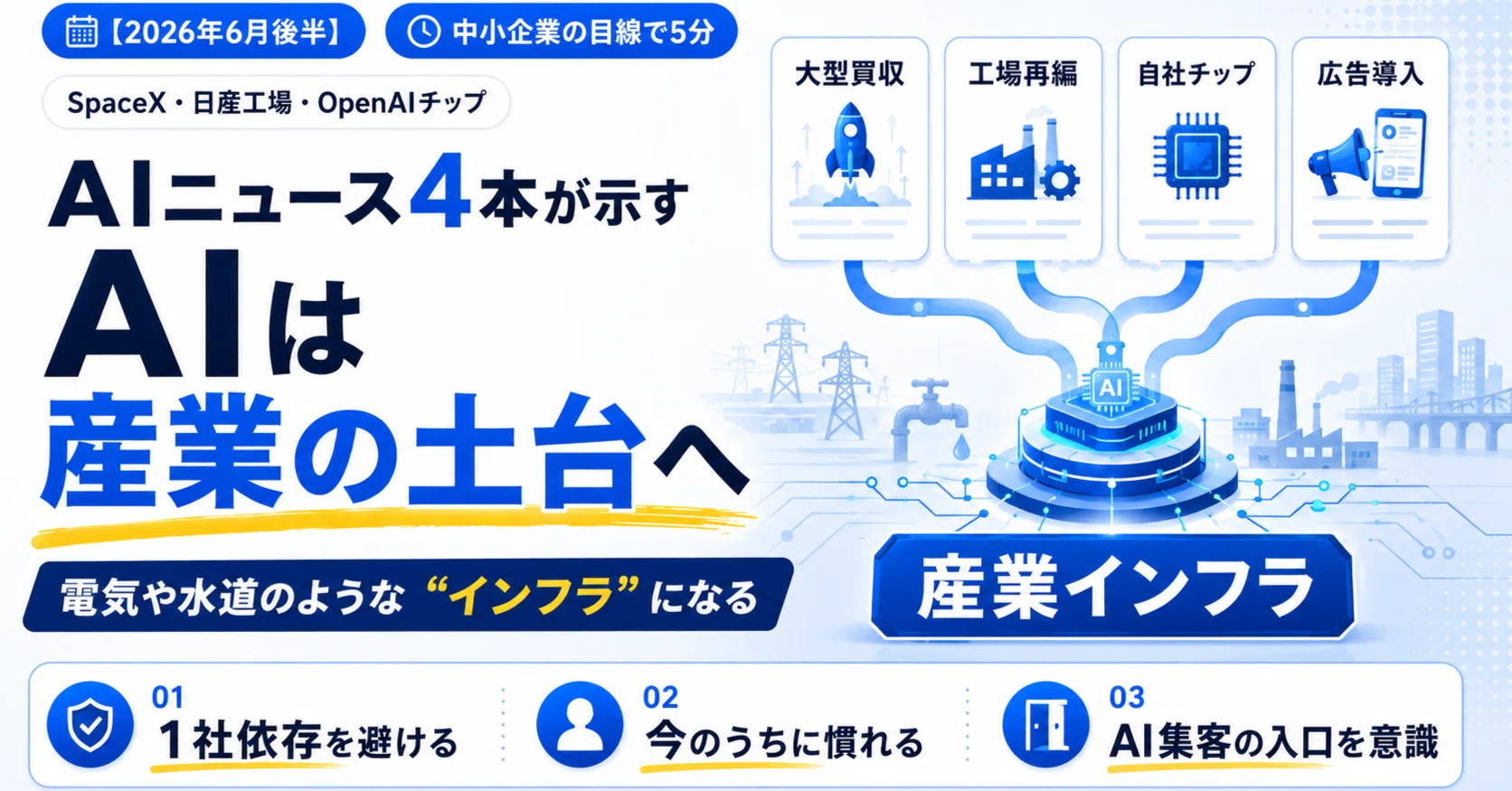 専用ページになります 2026年6月後半】最近のAIニュースを、中小企業の目線で5分で｜SpaceX