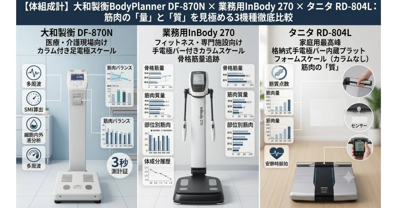 体組成計】大和製衡BodyPlanner DF-870N × 業務用InBody 270 × タニタ