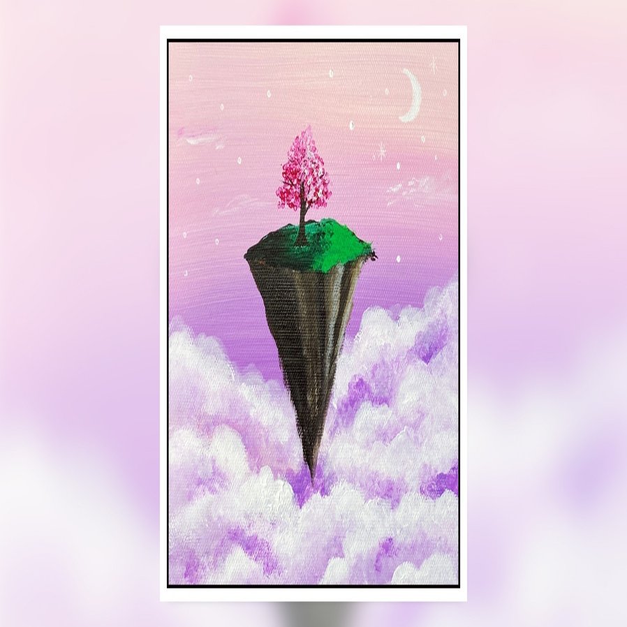 アクリル絵の具を使用した 空に浮かぶ島 の描き方 初心者が簡単に絵を描く方法 Junya Art Note