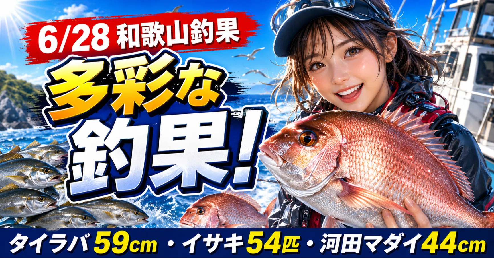なあページ　タイラバ 6/28 和歌山釣果】タイラバ59cm・河田マダイ44cm・中紀沖船でイサキ54