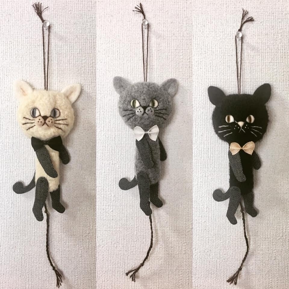 羊毛フェルトで作る、仕掛け人形のネコ、ねこ、猫。』｜chic chic