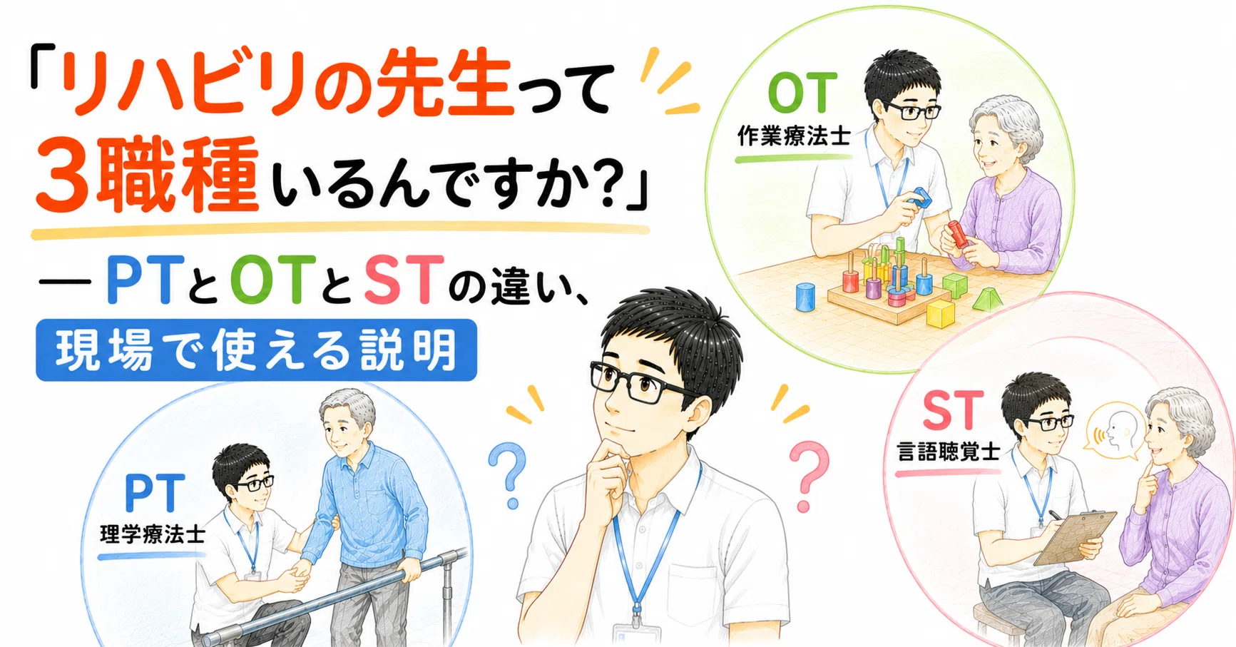 リハビリの先生って3職種いるんですか？」——PTとOTとSTの違い、現場で