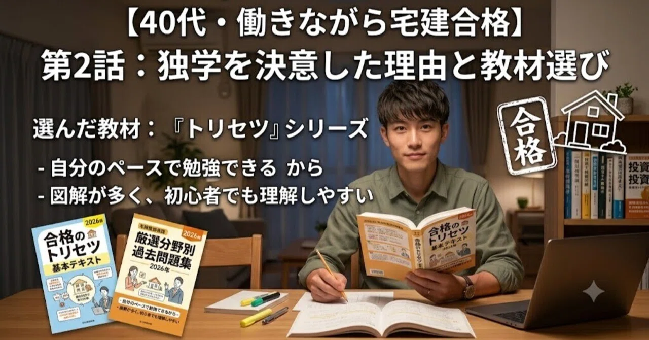 40代・働きながら宅建合格】独学を決意した理由｜選んだ教材と勉強法