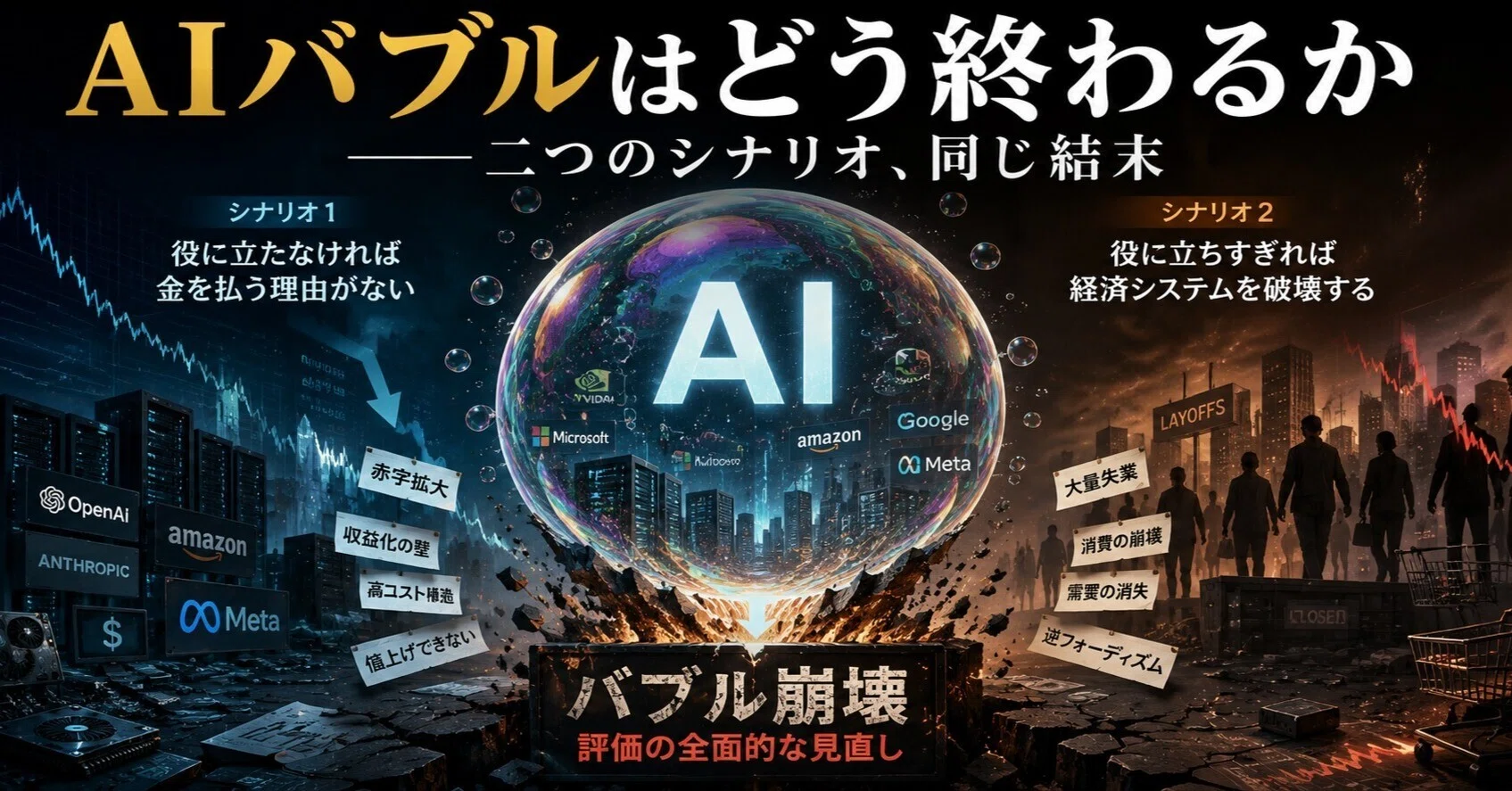 AIバブルはどう終わるか——二つのシナリオ、同じ結末｜S_KUMA
