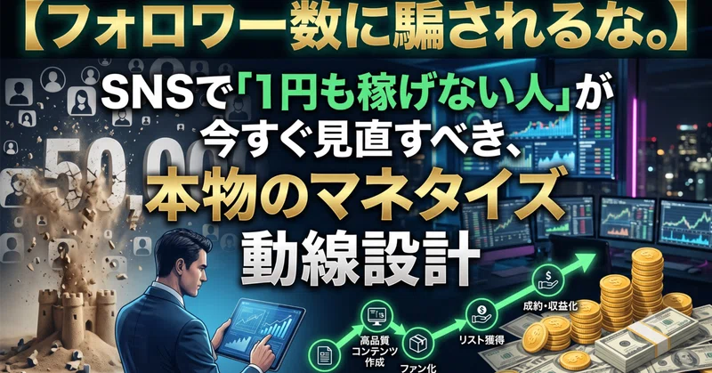 フォロワー数に騙されるな。SNSで「1円も稼げない人」が今すぐ見直すべき、本物のマネタイズ動線設計