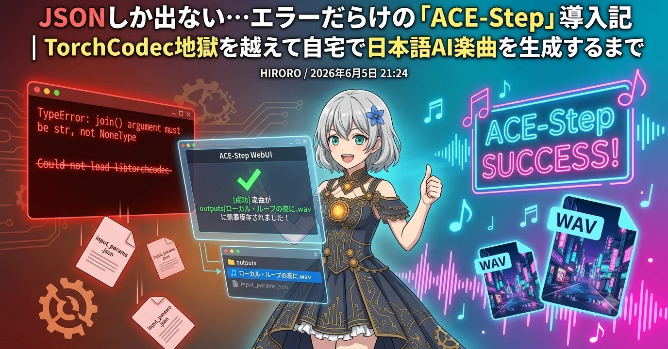 リクエストページ- a398 JSONしか出ない…エラーだらけの「ACE-Step」導入記｜TorchCodec地獄を