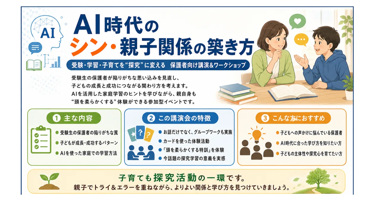 親子の関係を「ほどいて、むすんで、ひらく」ための講演会企画を準備中 