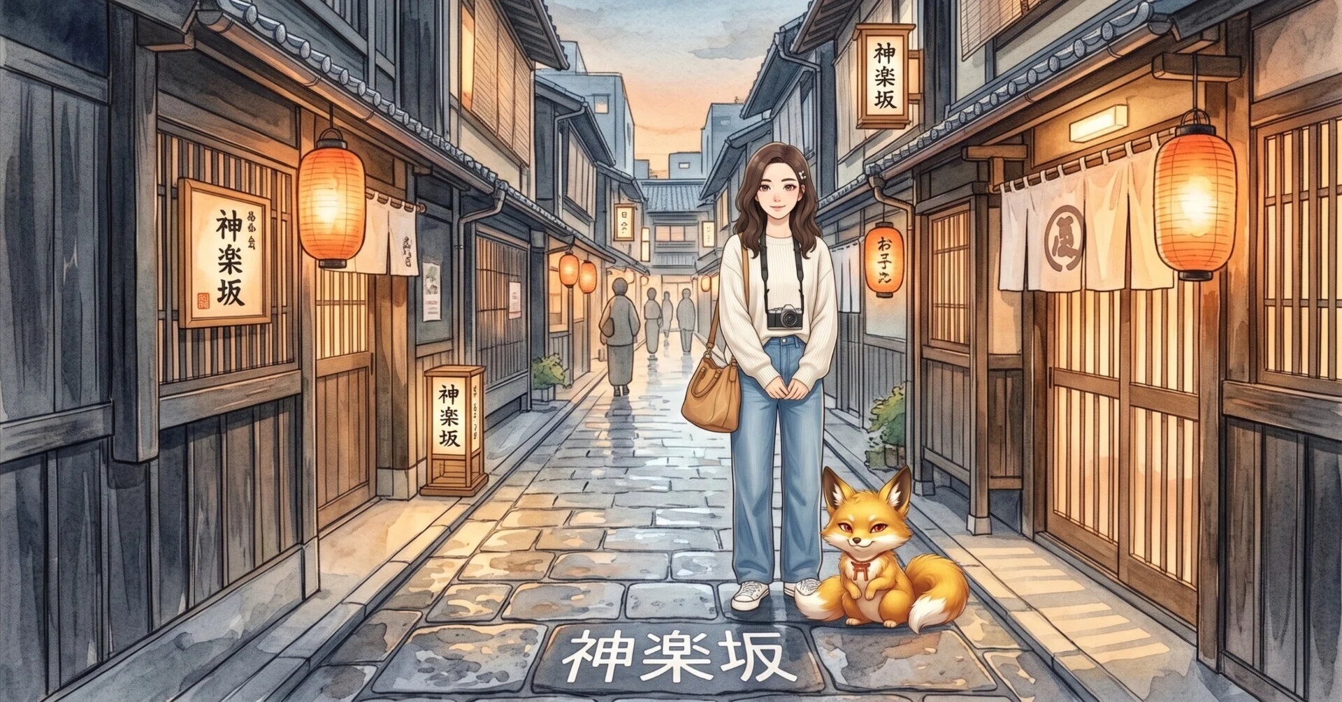 神楽坂『兵庫横丁』ボールペンで下書き無し 一本横にそれたら、東京がいつもより優しかった。｜神楽坂、石畳の路地