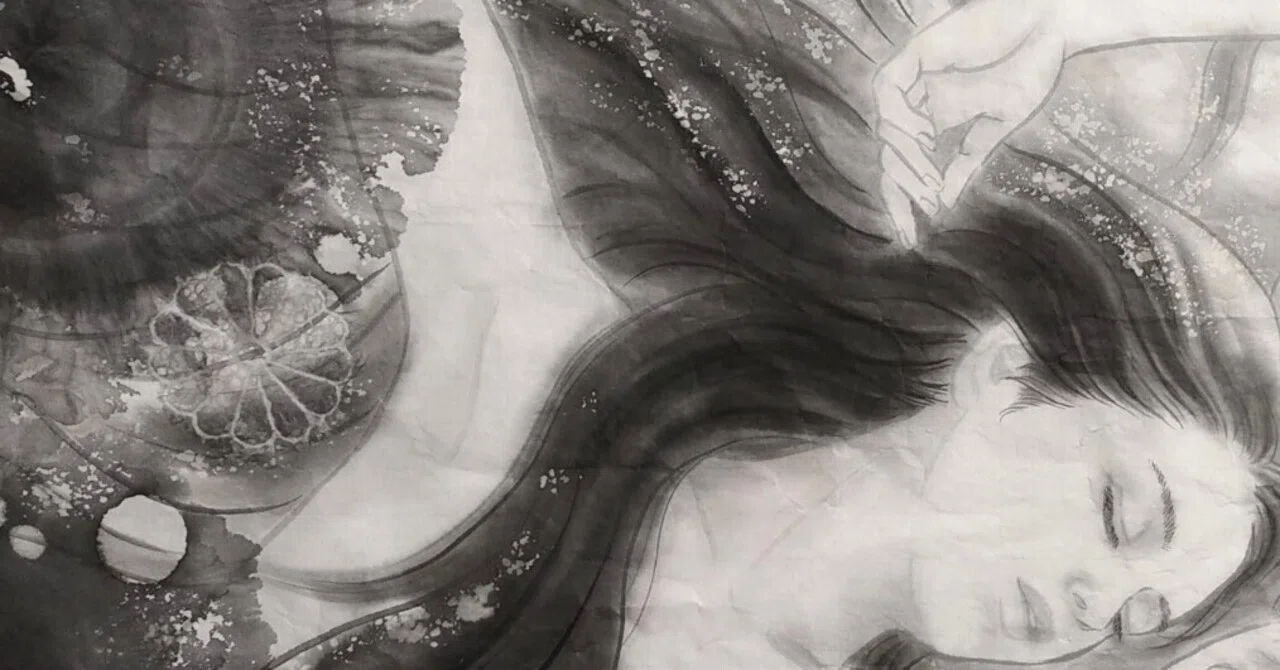 水墨画 「新娘」 人物 オリジナル 受賞しました〜日美展水墨画部門】｜すみびしん®︎樋口鳳香
