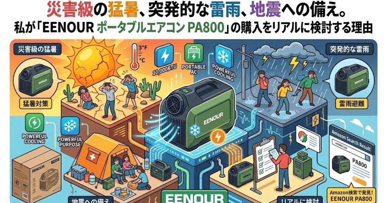 災害級の猛暑、突発的な雷雨、地震への備え。私が「EENOUR ポータブル