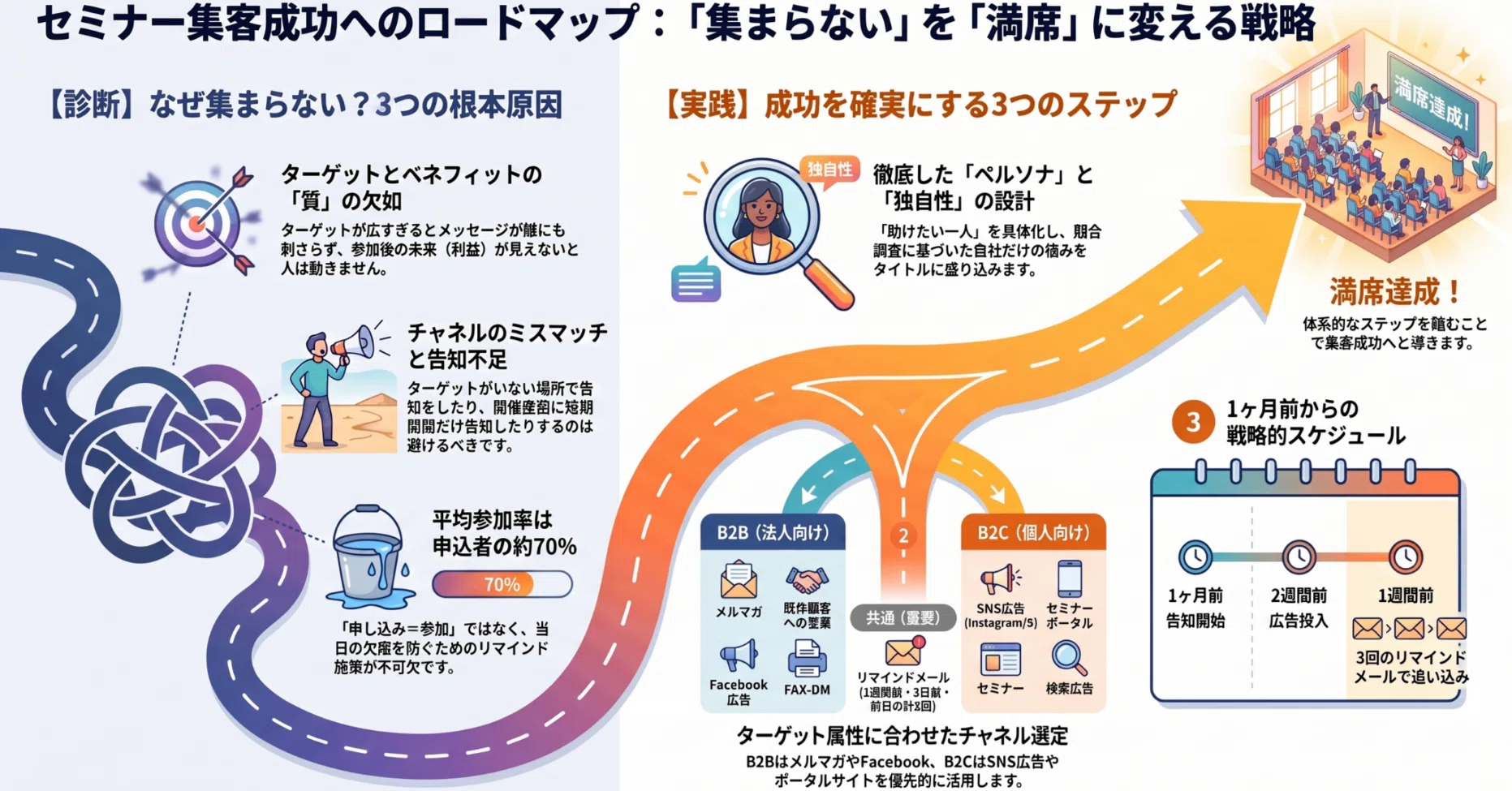 セミナー集客が「集まらない」を解決！失敗原因の分析から成功のコツ