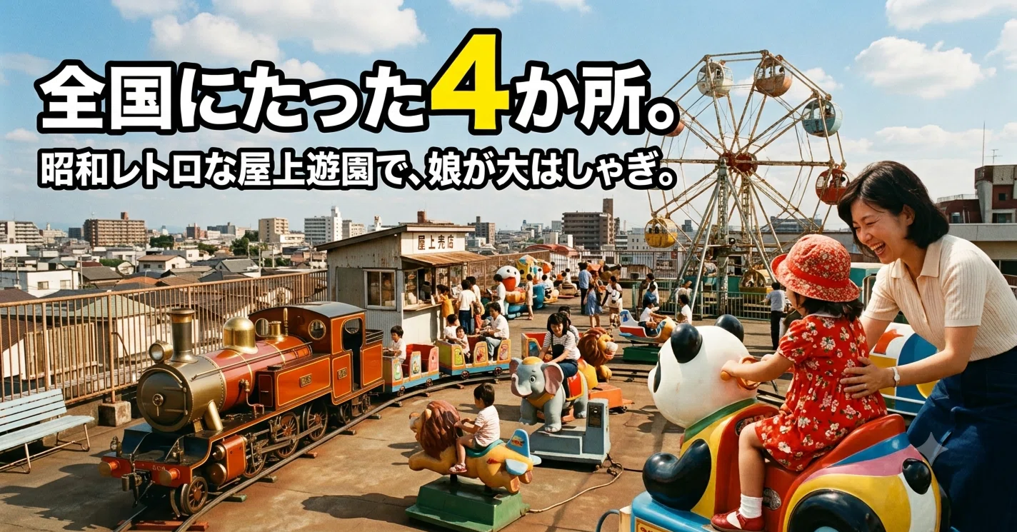 全国に4か所だけ。昭和レトロな屋上遊園「スカイランド」が、娘の心を