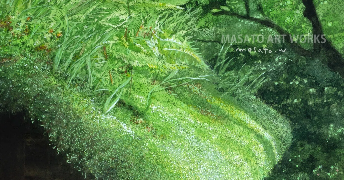 光さす苔の屋根・高密度写実水彩画の新作｜MASATO ART WORKS