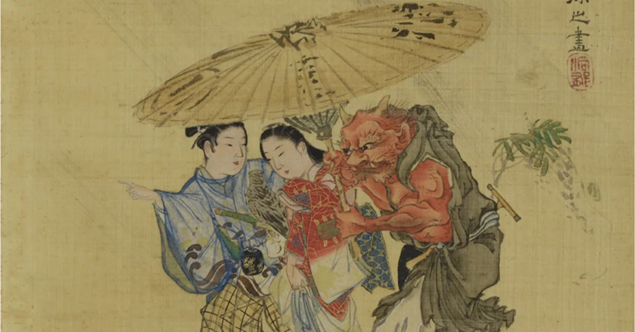 河鍋暁斎の世界」展出品作⑲ 暁斎《大津絵夕立図》文久2年（1862年