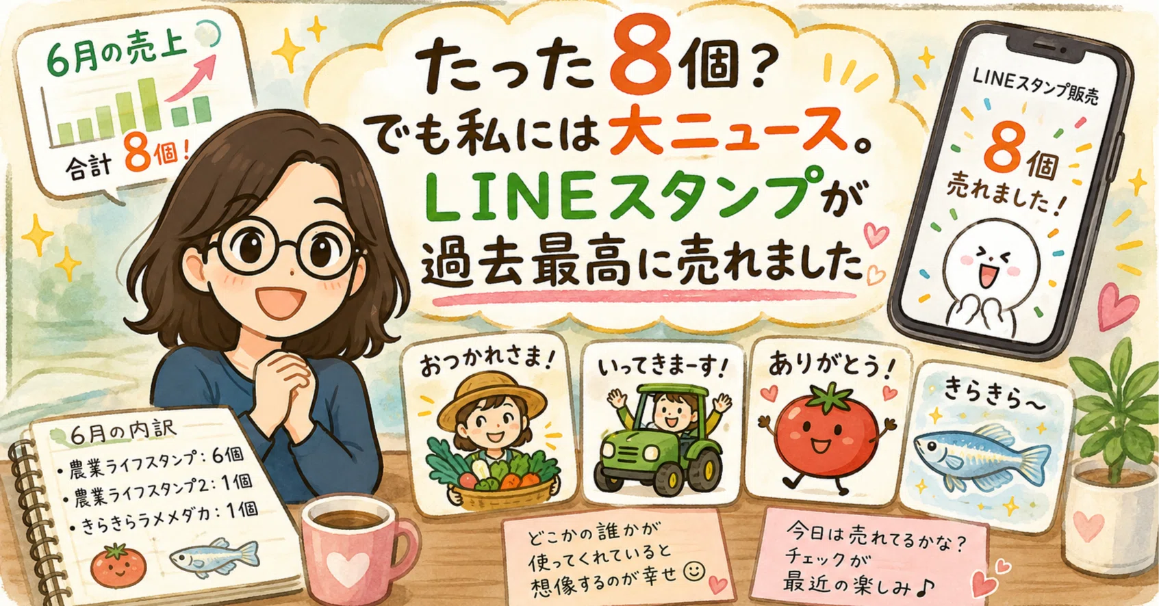 たった8個？でも私には大ニュース。LINEスタンプが過去最高に売れまし 