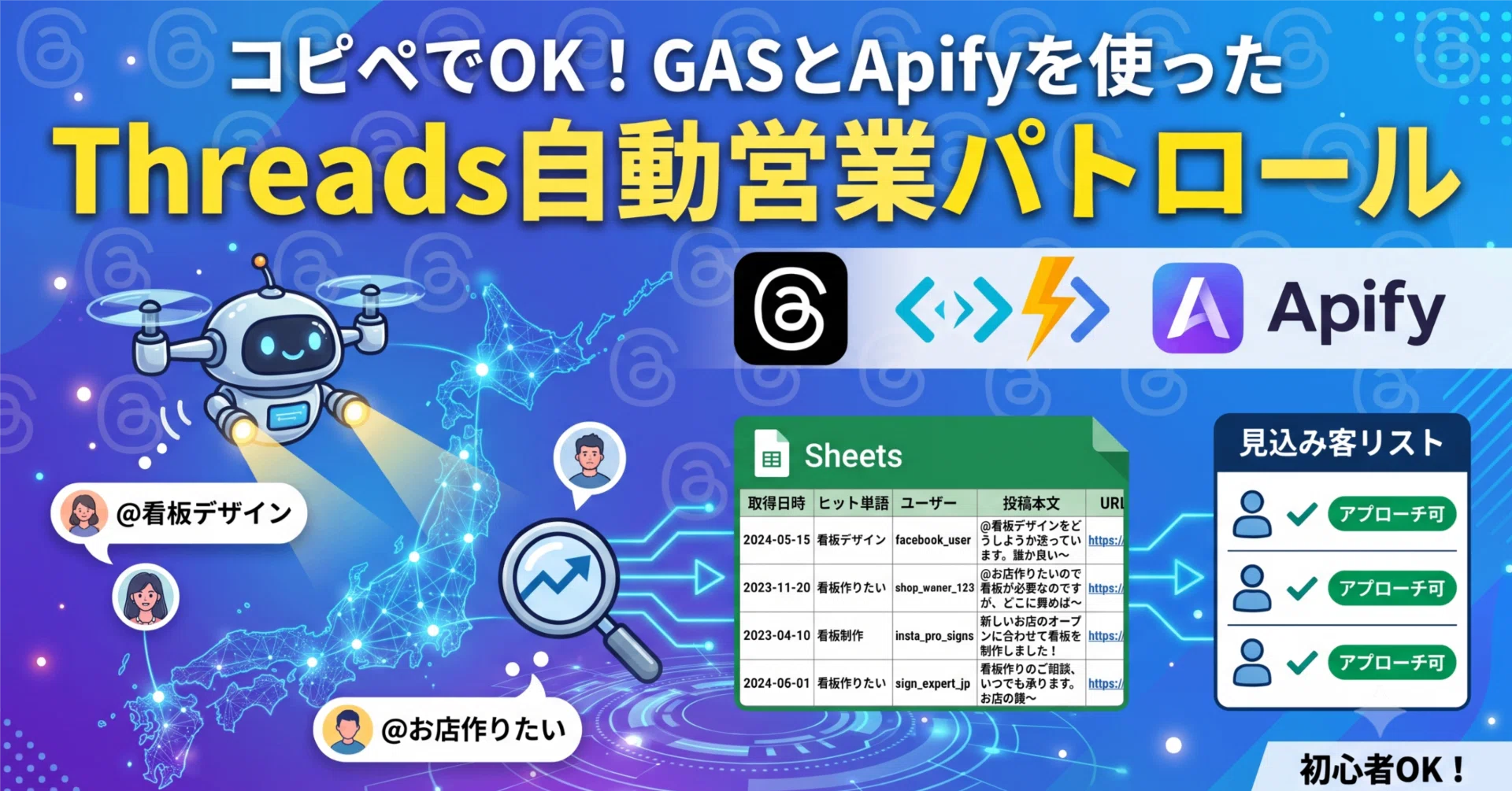 コピペでOK！Google Apps Script（GAS）とApifyを使った「Threads自動