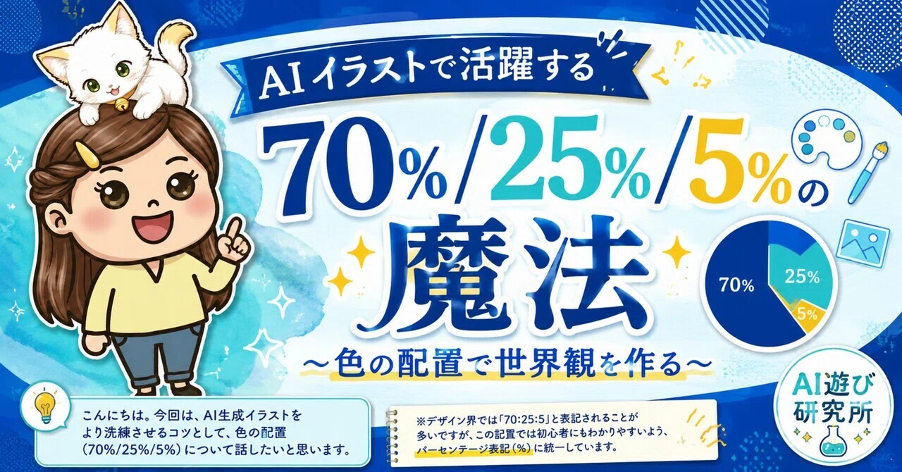 遊び│No.10】 AIイラストで活躍する「70%/25%/5%の魔法」〜色の配置で 