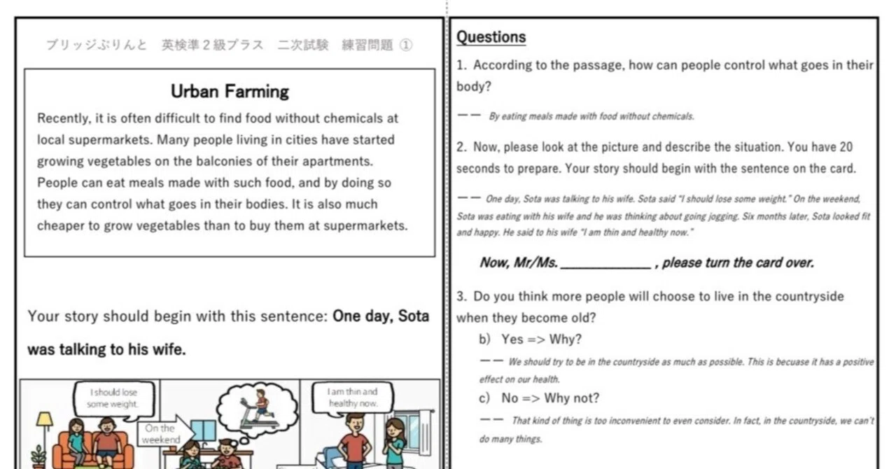英検二次試験練習問題3級・準2級・準2級プラスセット｜ブリッジぷりんと