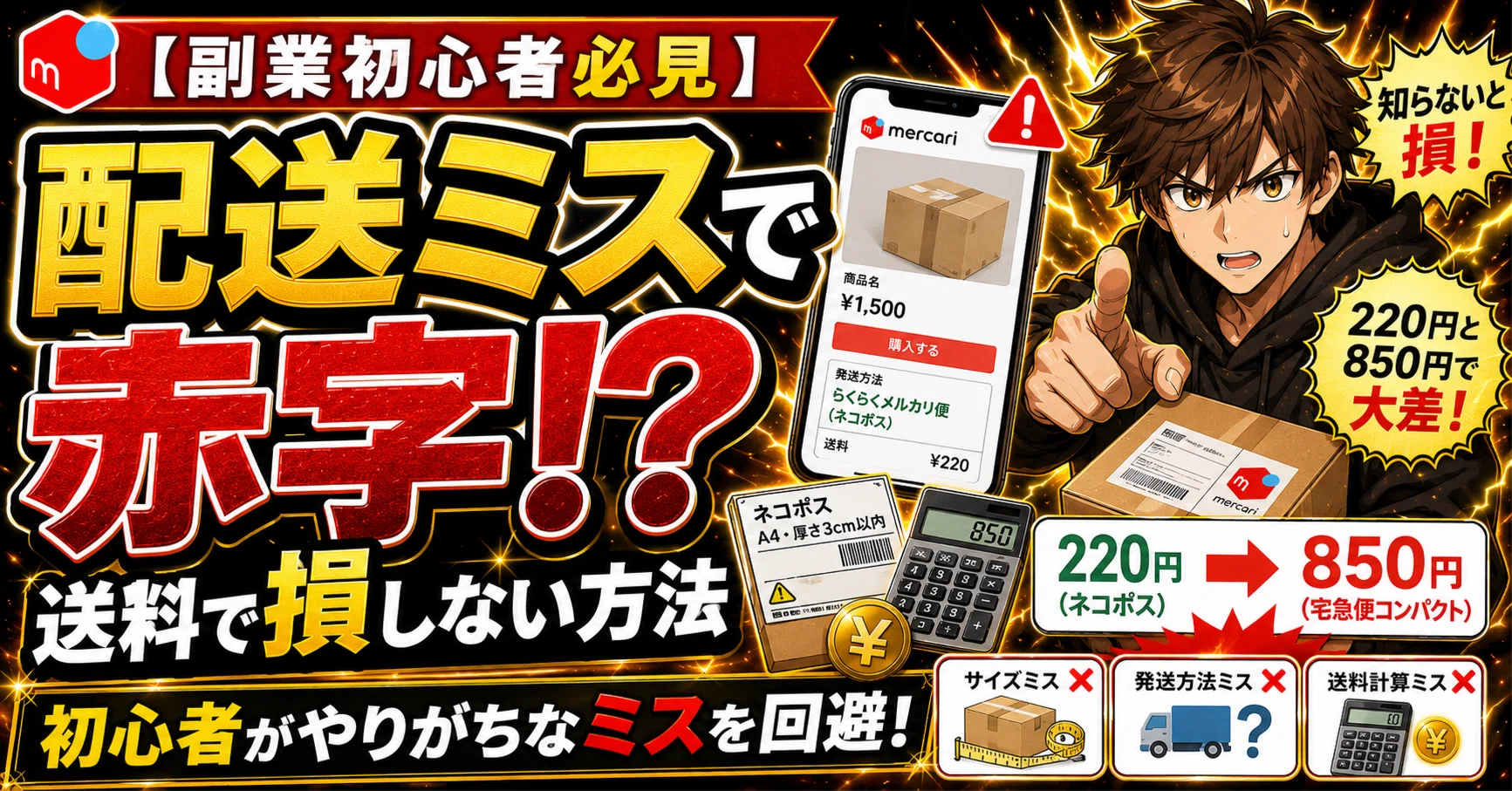メル　他の方購入しないでください メルカリ初心者が一番やりがちな失敗は“送料ミス”です。｜メルカク