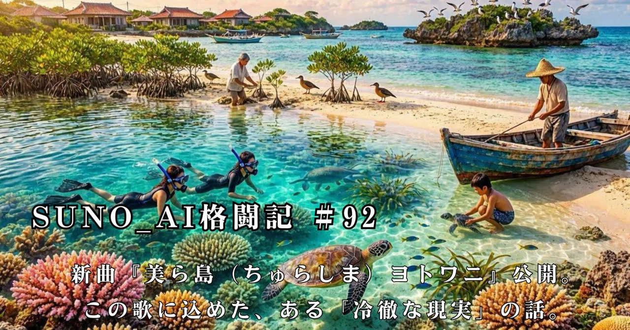 🎵SUNO_AI格闘記 Vol.92 ── 新曲『美ら島(ちゅらしま)ヨトワニ』公開。この歌に込めた、ある「冷徹な現実」の話。