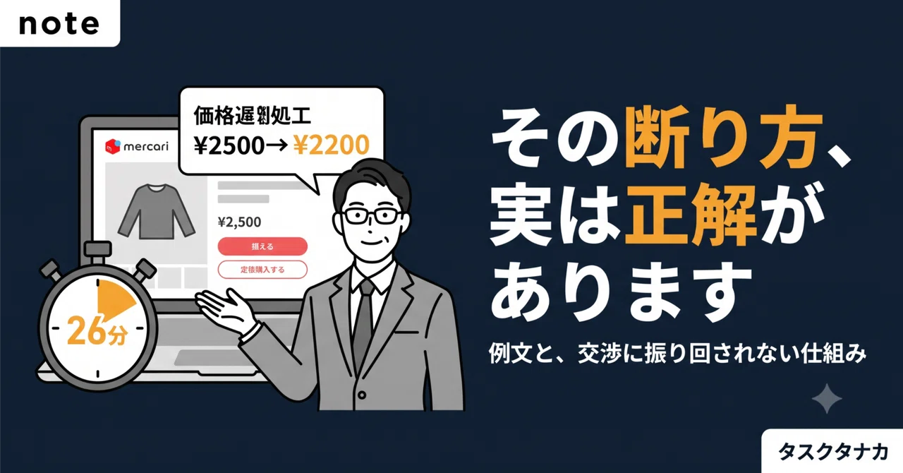 メルカリの値下げ交渉、角を立てない断り方と例文｜やり取りの負担を