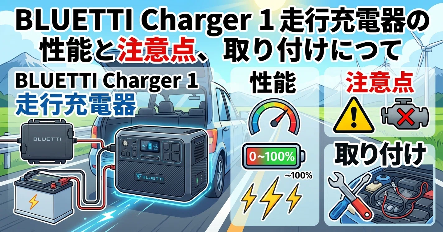BLUETTI CHARGER 1 走行充電器 設置時のおまけ多数 BLUETTI】Charger 1走行充電器の性能と注意点、取り付けについて
