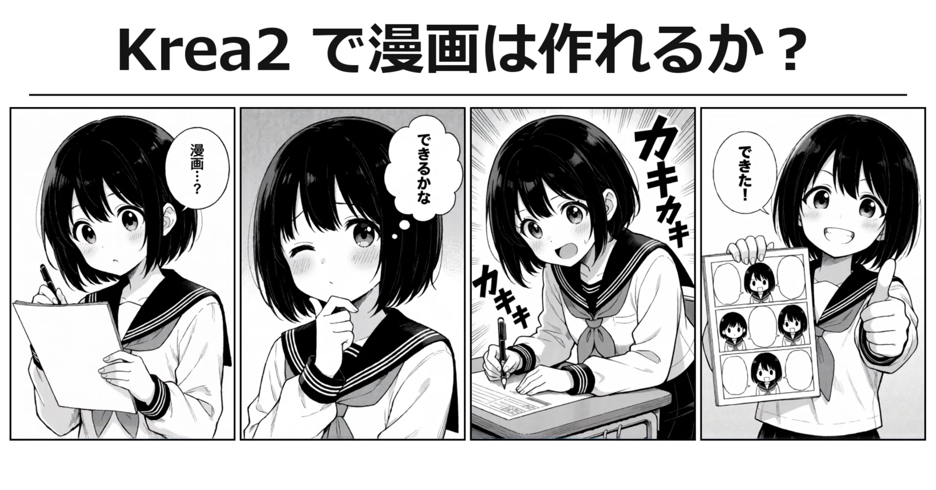 Krea2 + Pythonでセリフ入りマンガは作れる？ ― 吹き出し・擬音・コマ