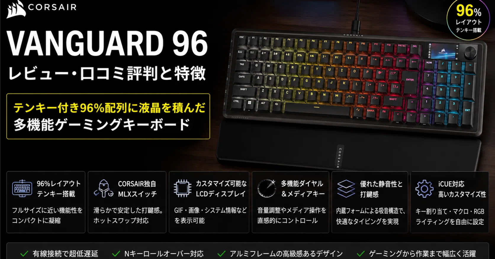 Corsair VANGUARD 96 のレビュー・口コミ評判と特徴 テンキー付き96 