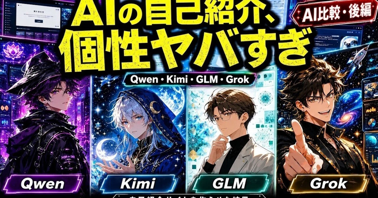 Podcast更新しました『【AI比較・後編】Qwen・Kimi・GLM・Grokに「自分(AI)の自己紹介サイト」を作らせてみた結果（収録日：26.05.16）』